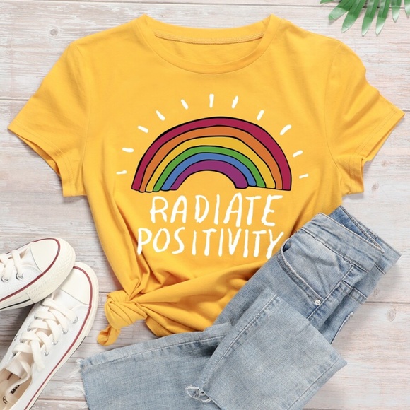 black rainbow Radiate Positivity graphic tee - Picture 2 of 5
